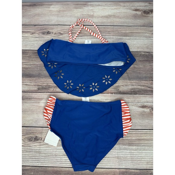 NWT Tucker + Tate Nordstrom blue eyelet scarf bodice 2 piece swim suit Size 12 - Picture 6 of 6